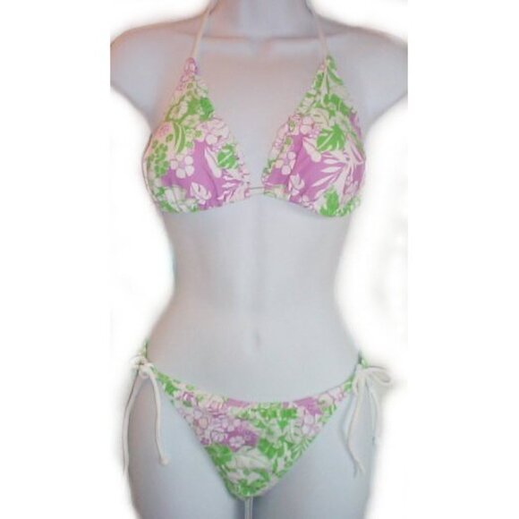 AEROPOSTALE Tropical Print String Bikini - Sz Med - NEW - Picture 1 of 11